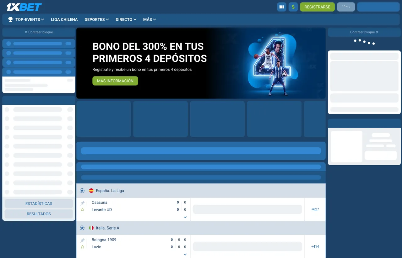 1xBet Chile, página de inicio de apuestas deportivas