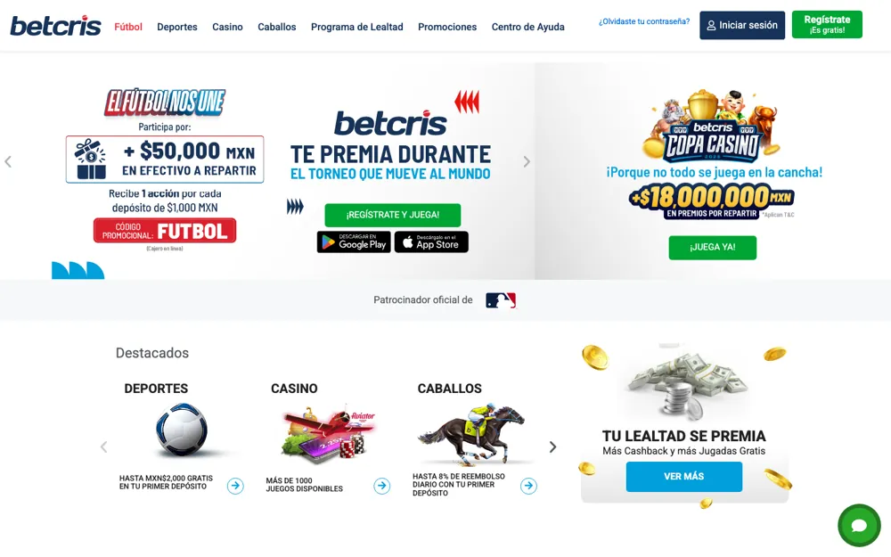 Betcris Chile, página de inicio de apuestas deportivas